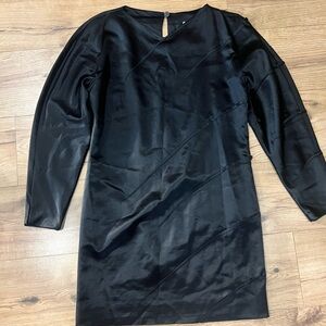 Vintage Krizia Silk Midi Black Dress Made in Italy Sz 44 US 8